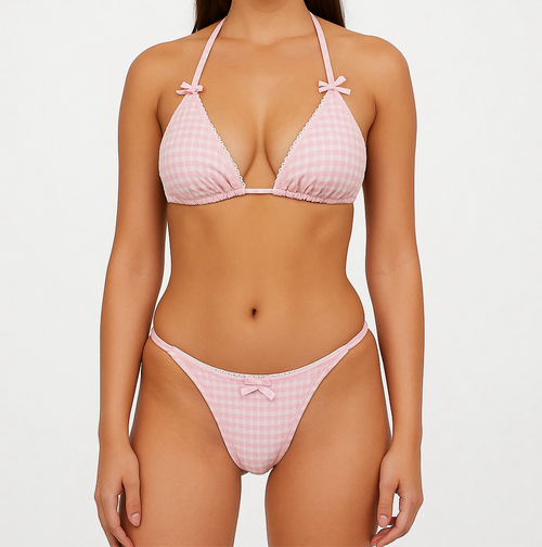Pink plaid bikini