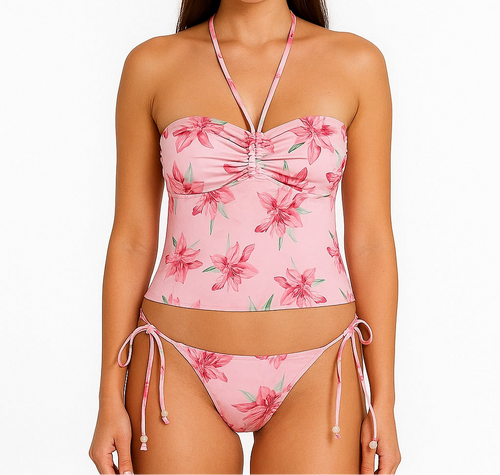 Floral collar tankini