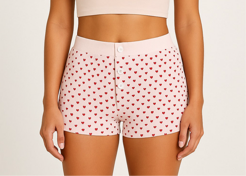 Pink heart pajama shorts