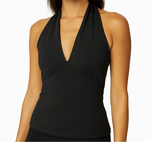 Deep neckline collar tank top