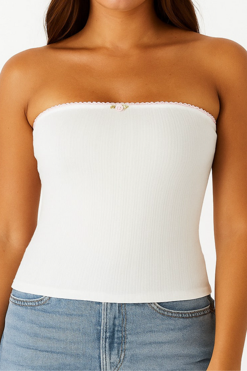 Strapless with a small flower