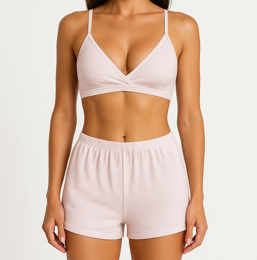 Home set bra from thirty and striped shorts