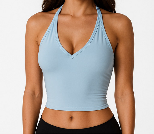 V-neck top with built-in bra