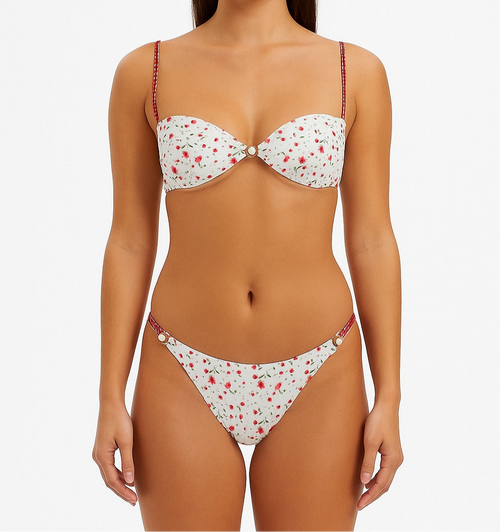 Floral bikini with checkered straps