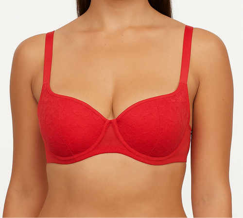 Red lace push up bra