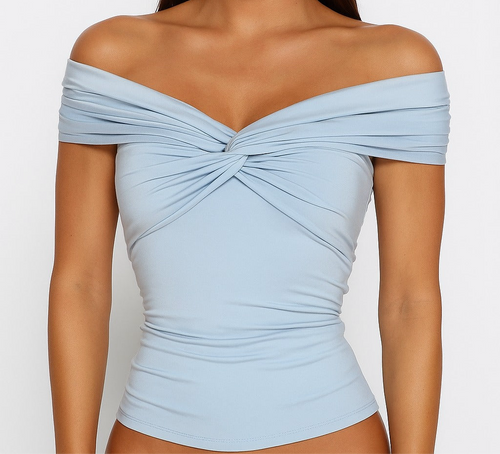 Short shirt with a twisted neckline