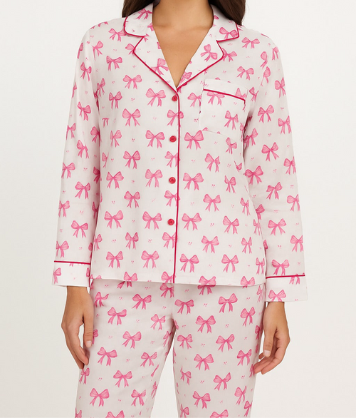 Long pajamas pink ribbons