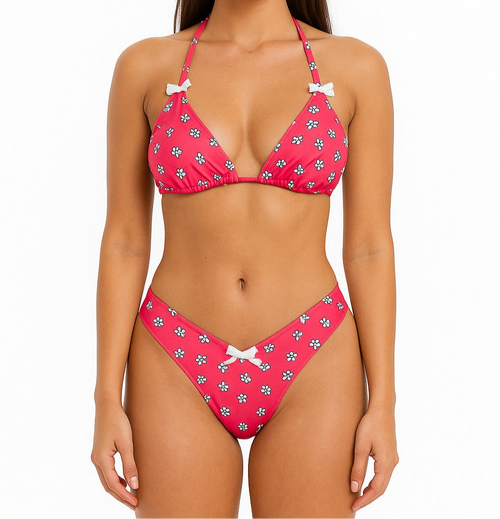 Floral bikini with ribbons