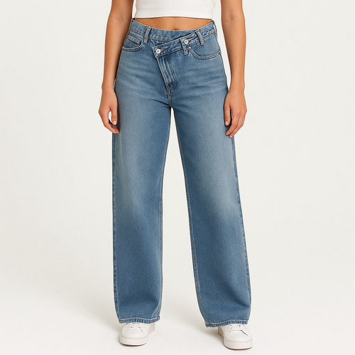 Long jeans wide X in the waist