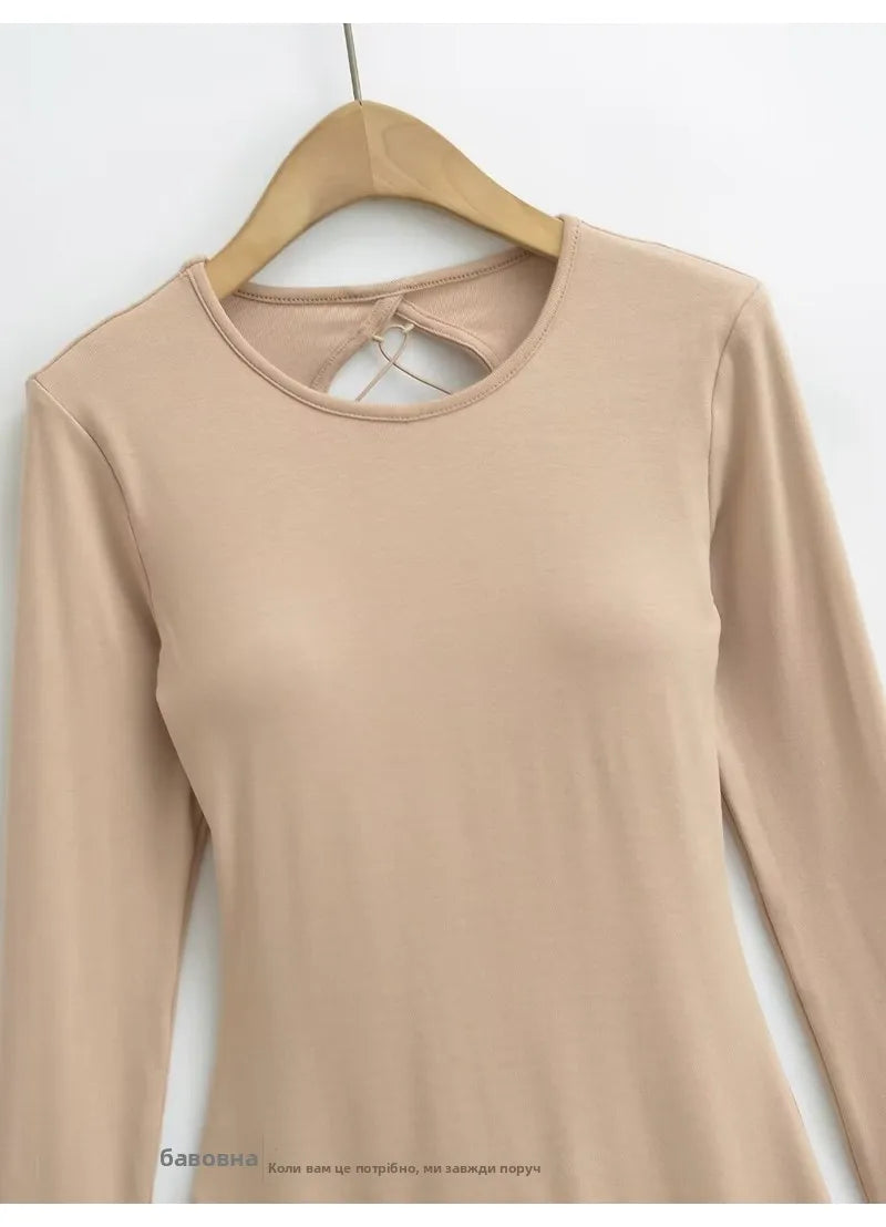 A dress with a built-in bra and an open back