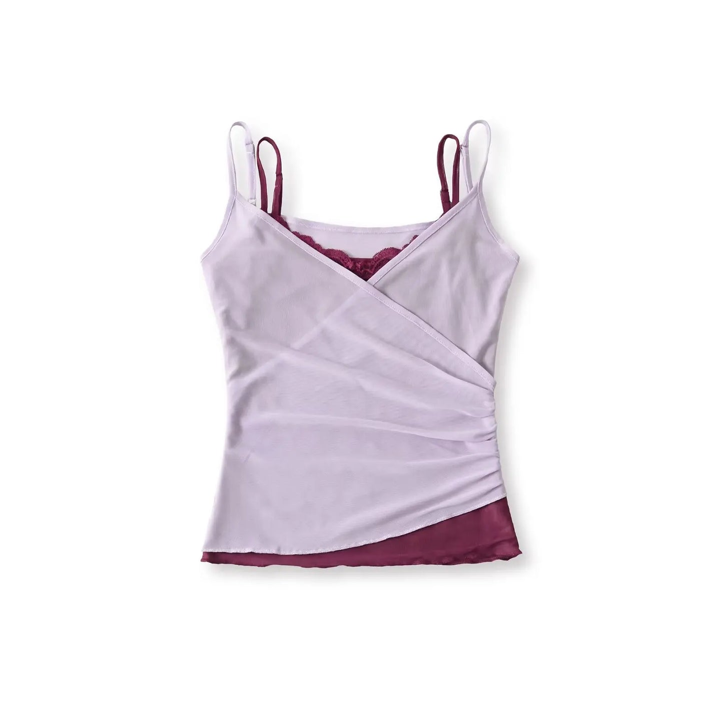 Shell layered tank top with lace