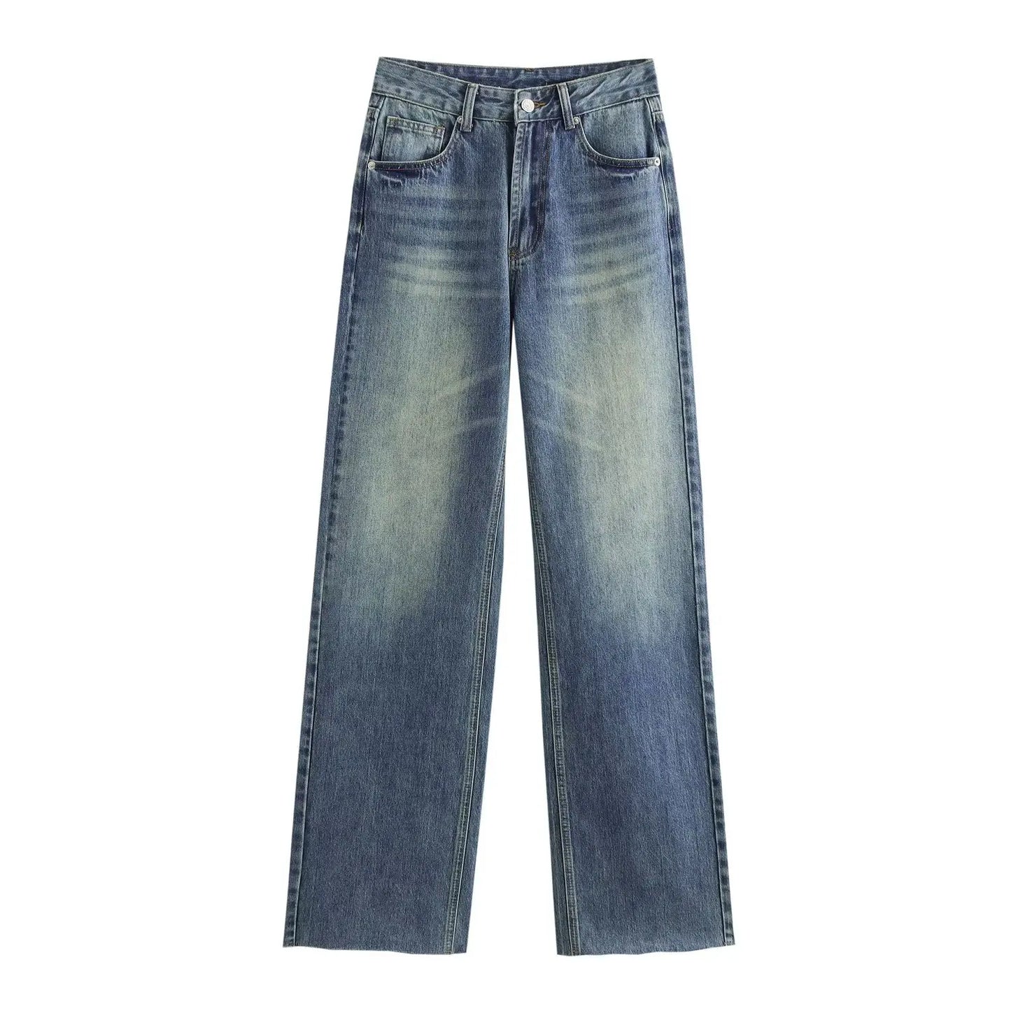 High waisted straight jeans