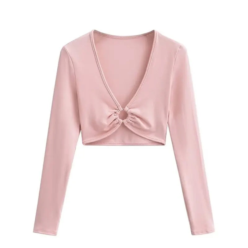 Long shirt with a ring at the neckline