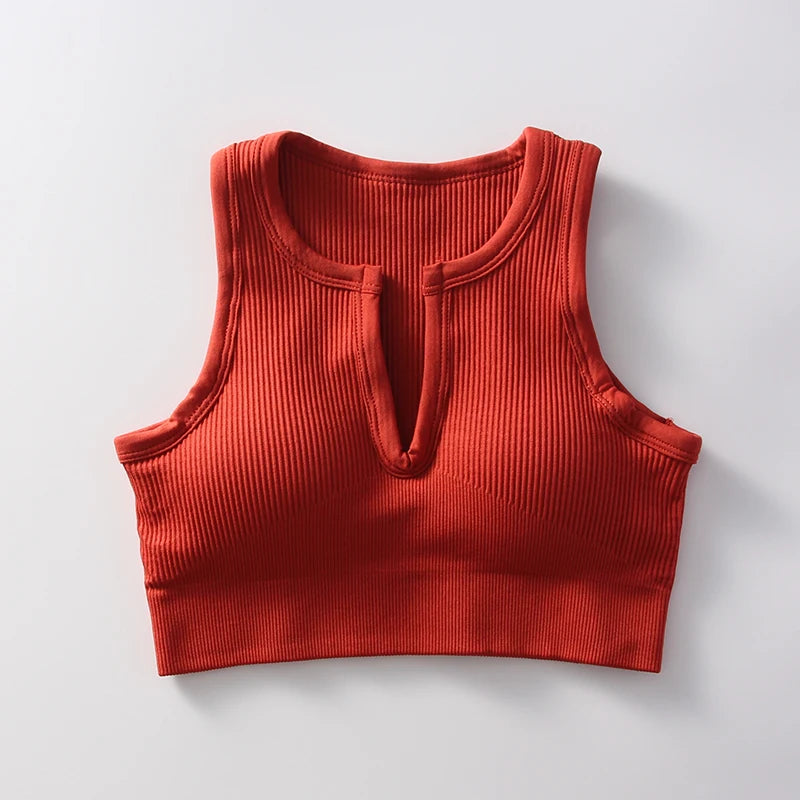 Sports bra with cleavage opening