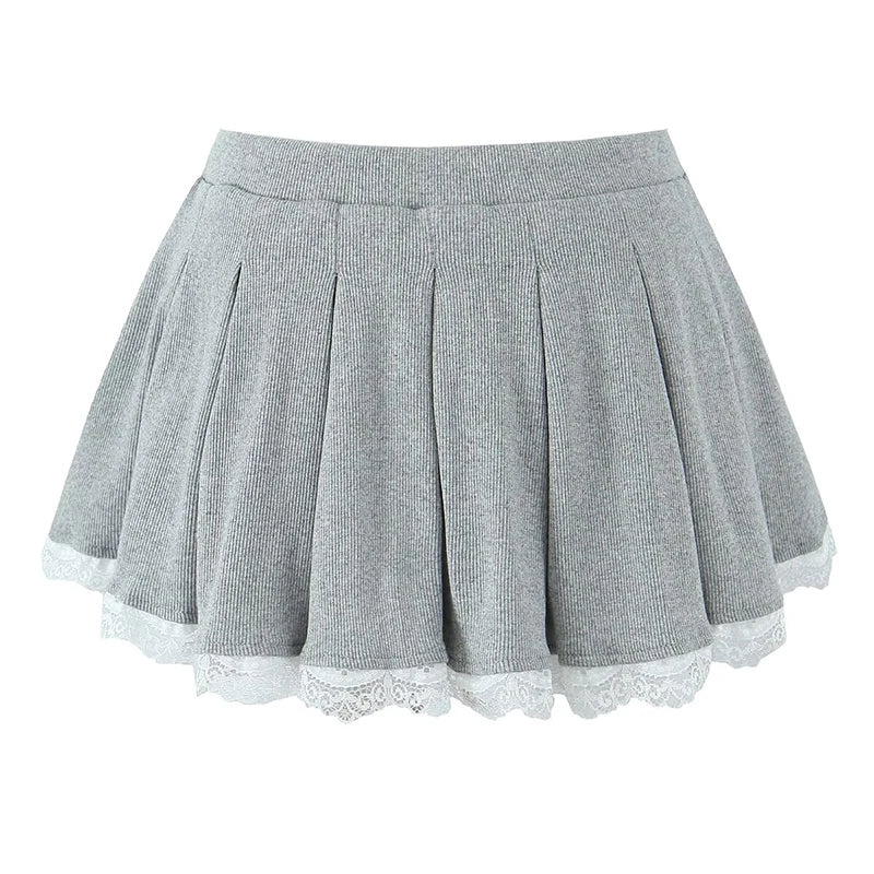 Gray skirt with lace at the end