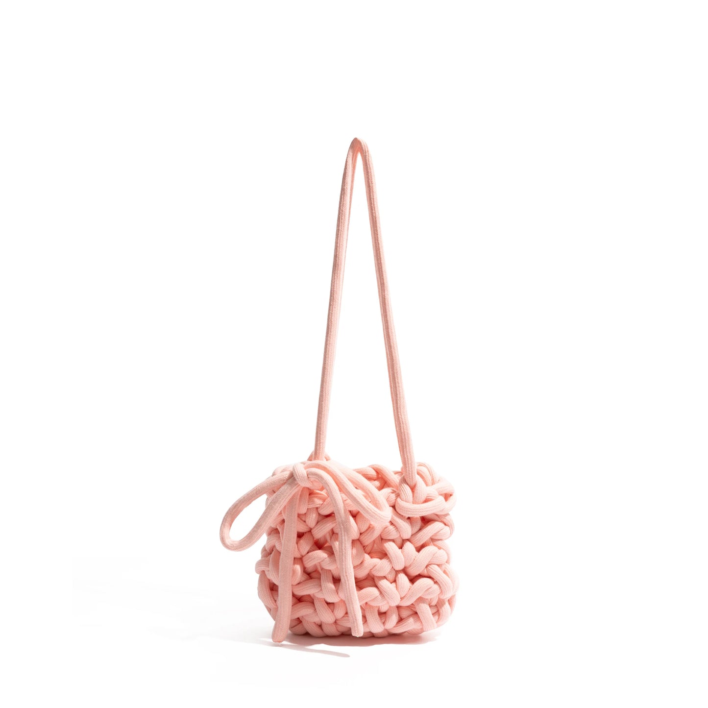 Soft knitted bag with bow tie