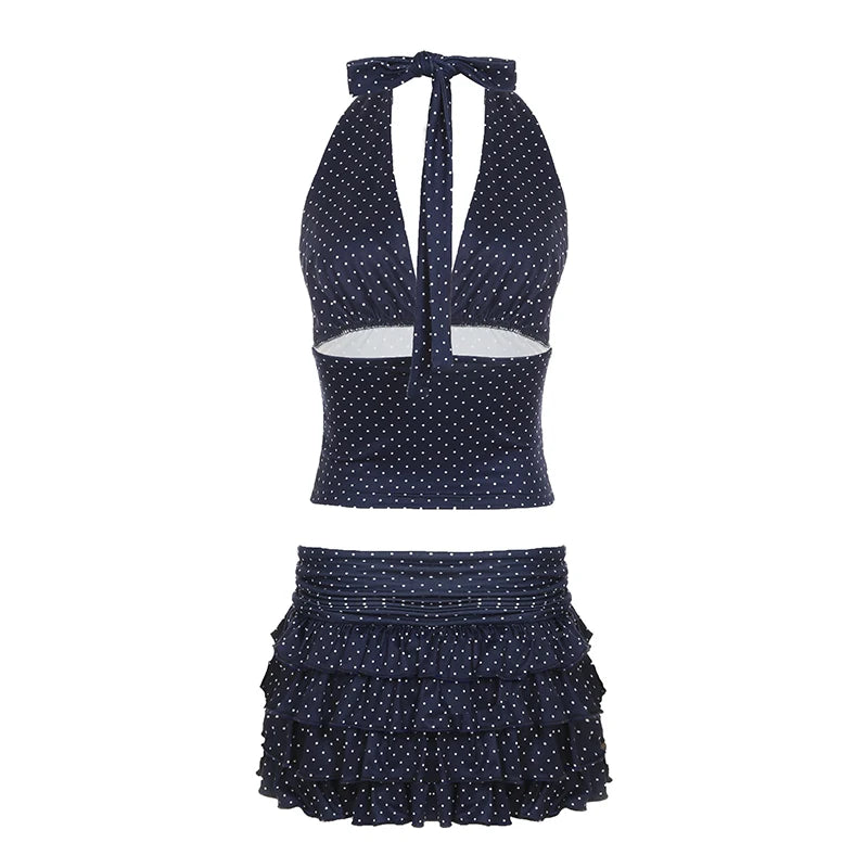Dotted skirt and tank top set