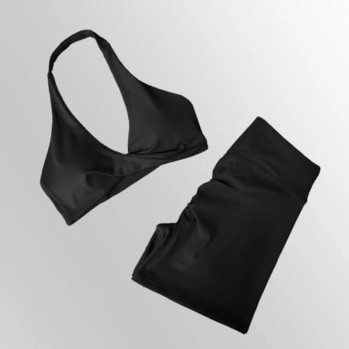 Sporty set – leggings and twisted-front halter tank top