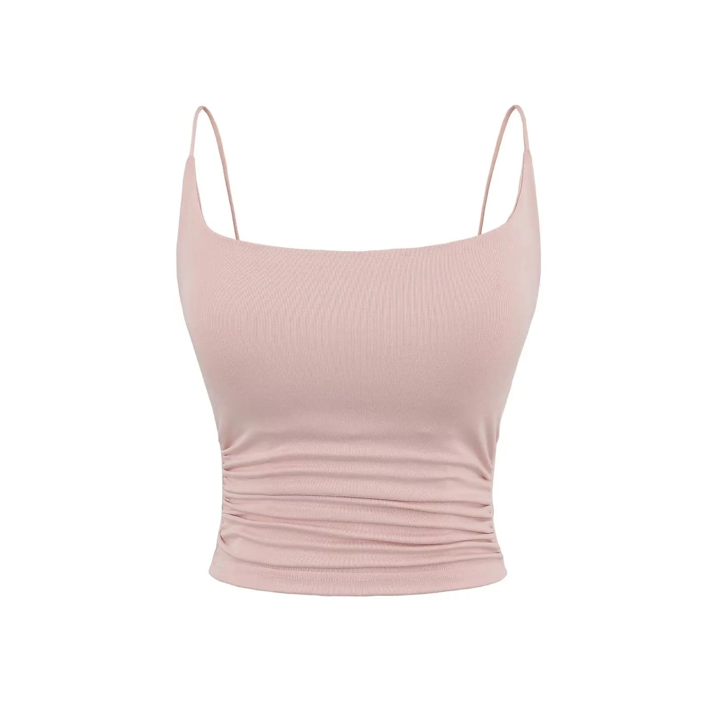 גופיה עם רצועות דקות וכיווצים גוזיה מובנת