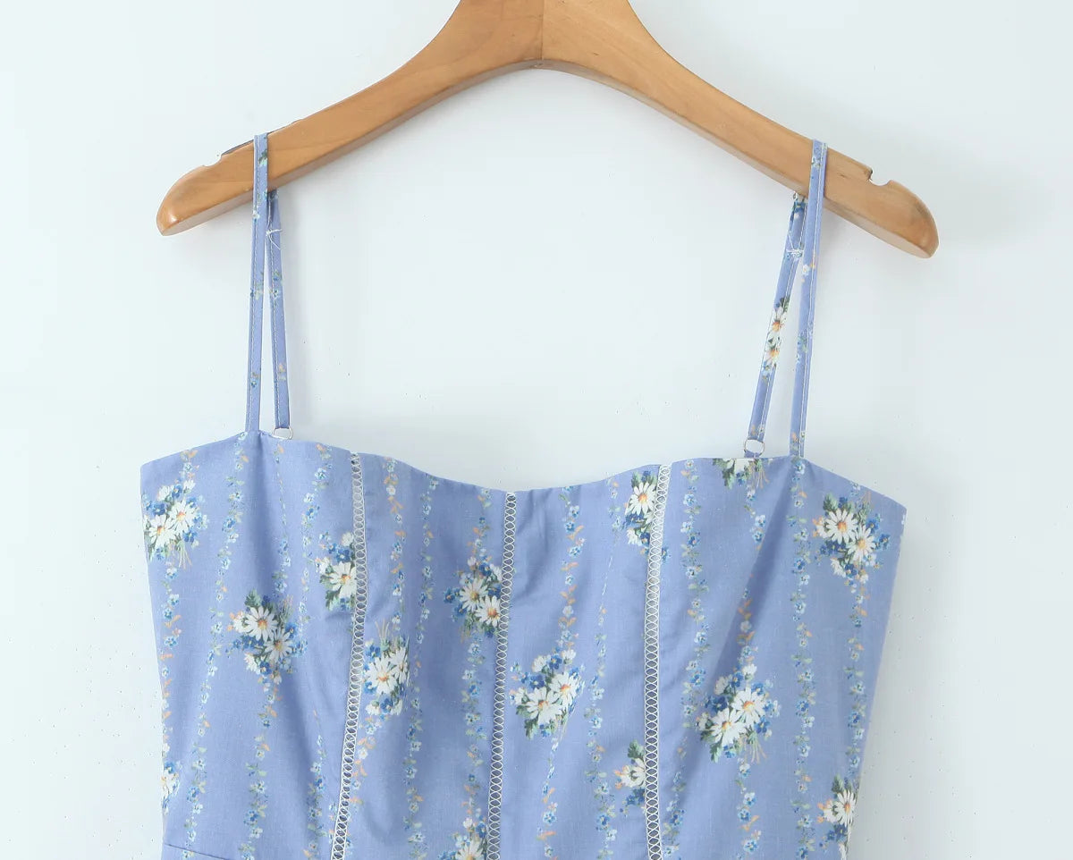 Blue dress with white flowers