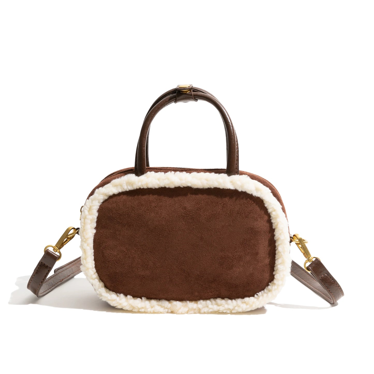Square shaped handbag with square fur