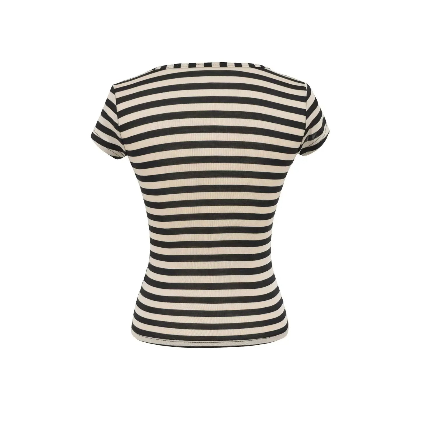 Striped shirt with open half buttons