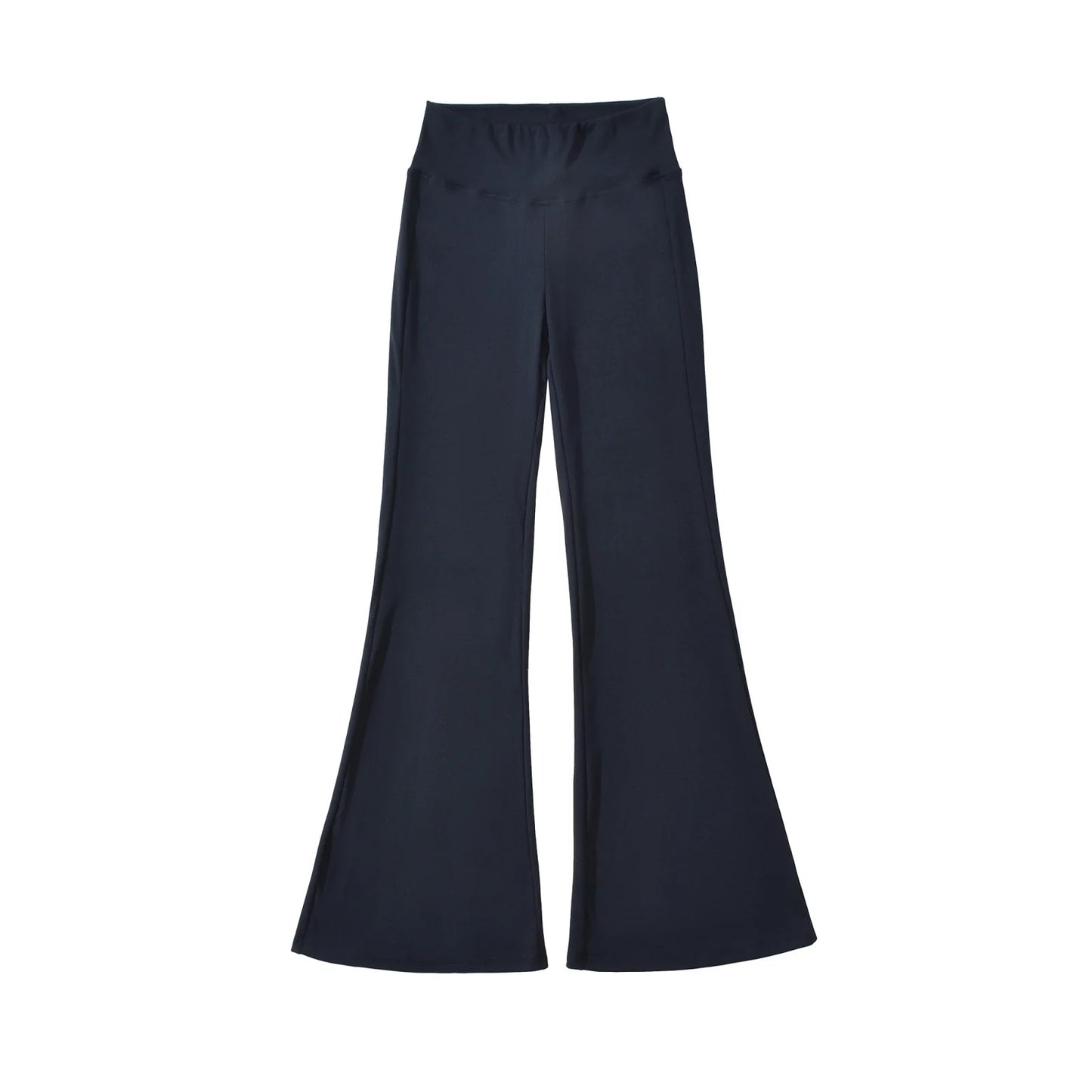 Flared pants with thick elastic at the waist