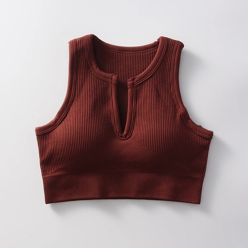 Sports bra with cleavage opening
