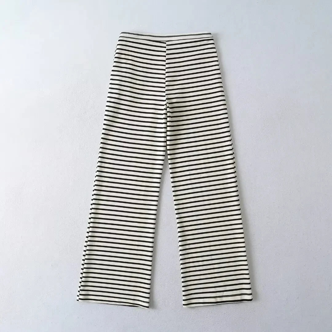 Soft flared striped pants