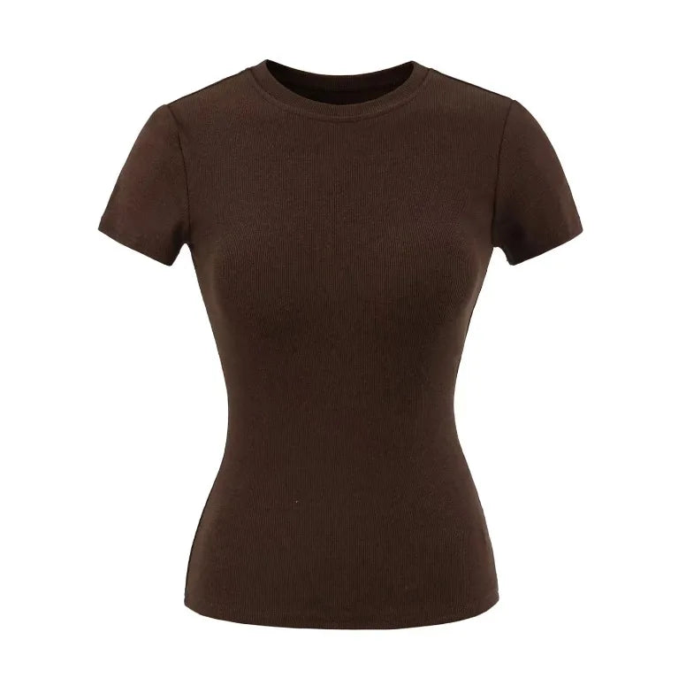 חולצת בייסיק סגורה עם גוזייה מובנת