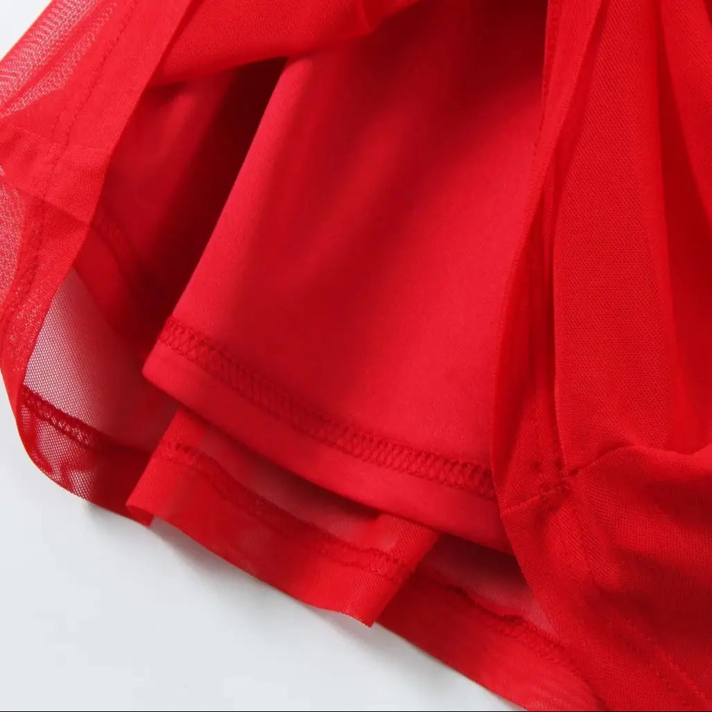 Red dress with a small flower