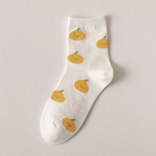 Socks with orange illustrations
