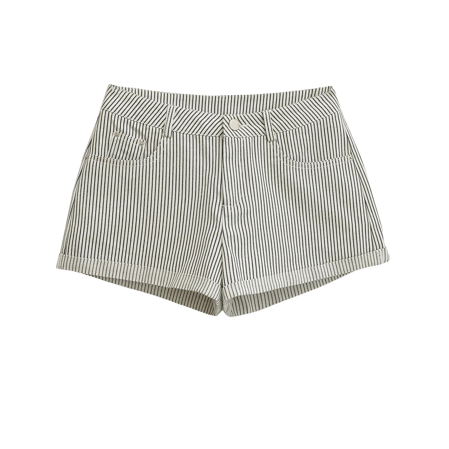 Denim-like striped shorts