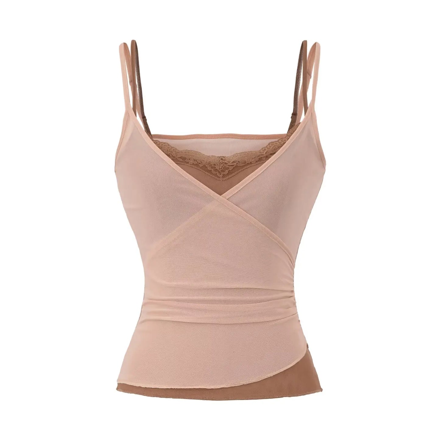 Shell layered tank top with lace