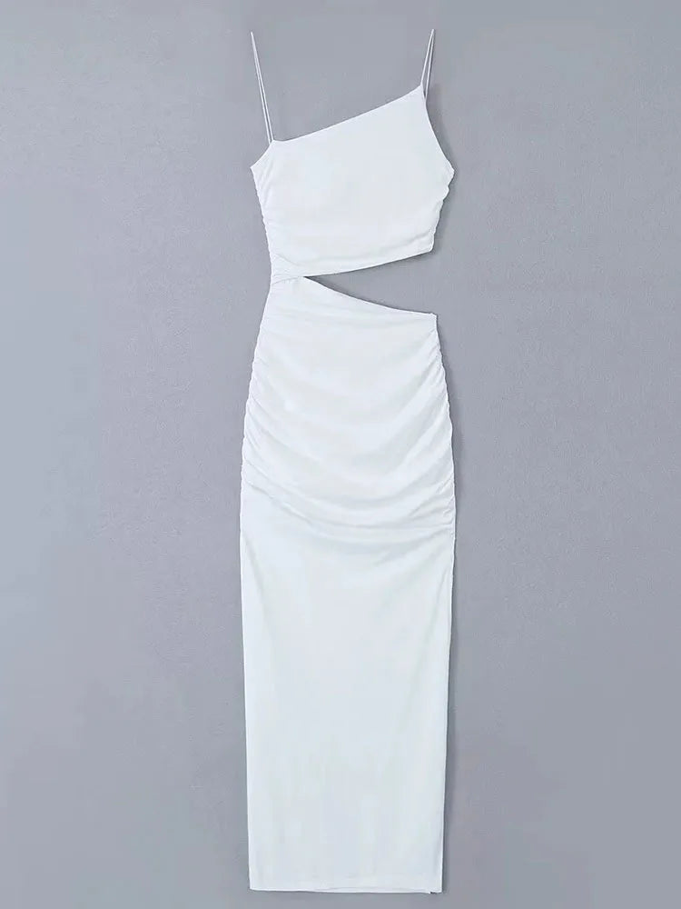 A dress with a cut in the stomach