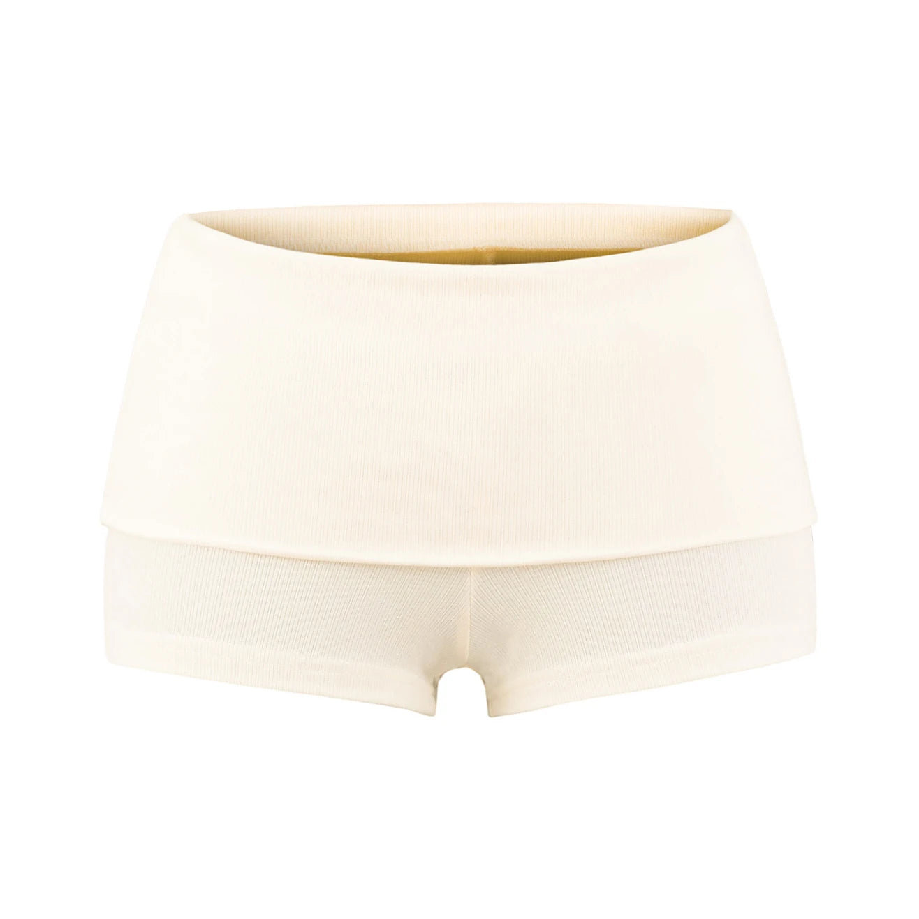 Shorts with folded rubber