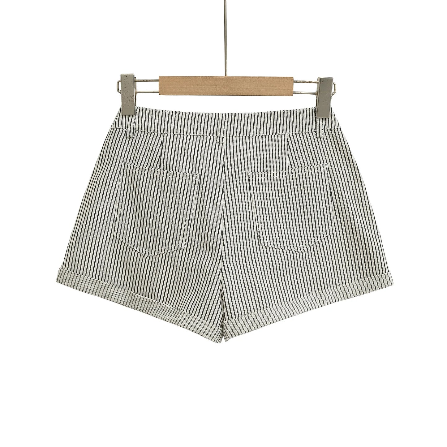 Denim-like striped shorts