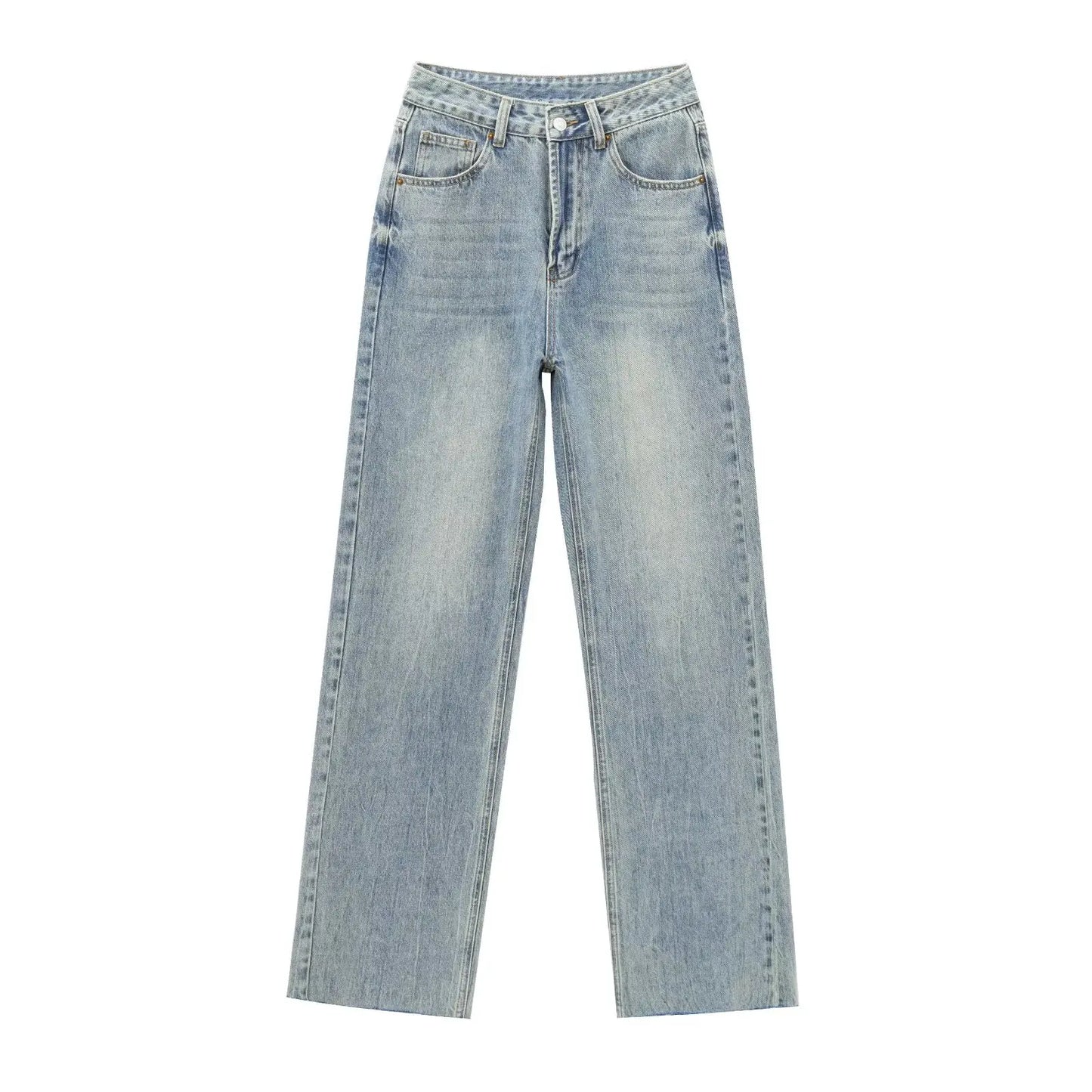 High waisted straight jeans
