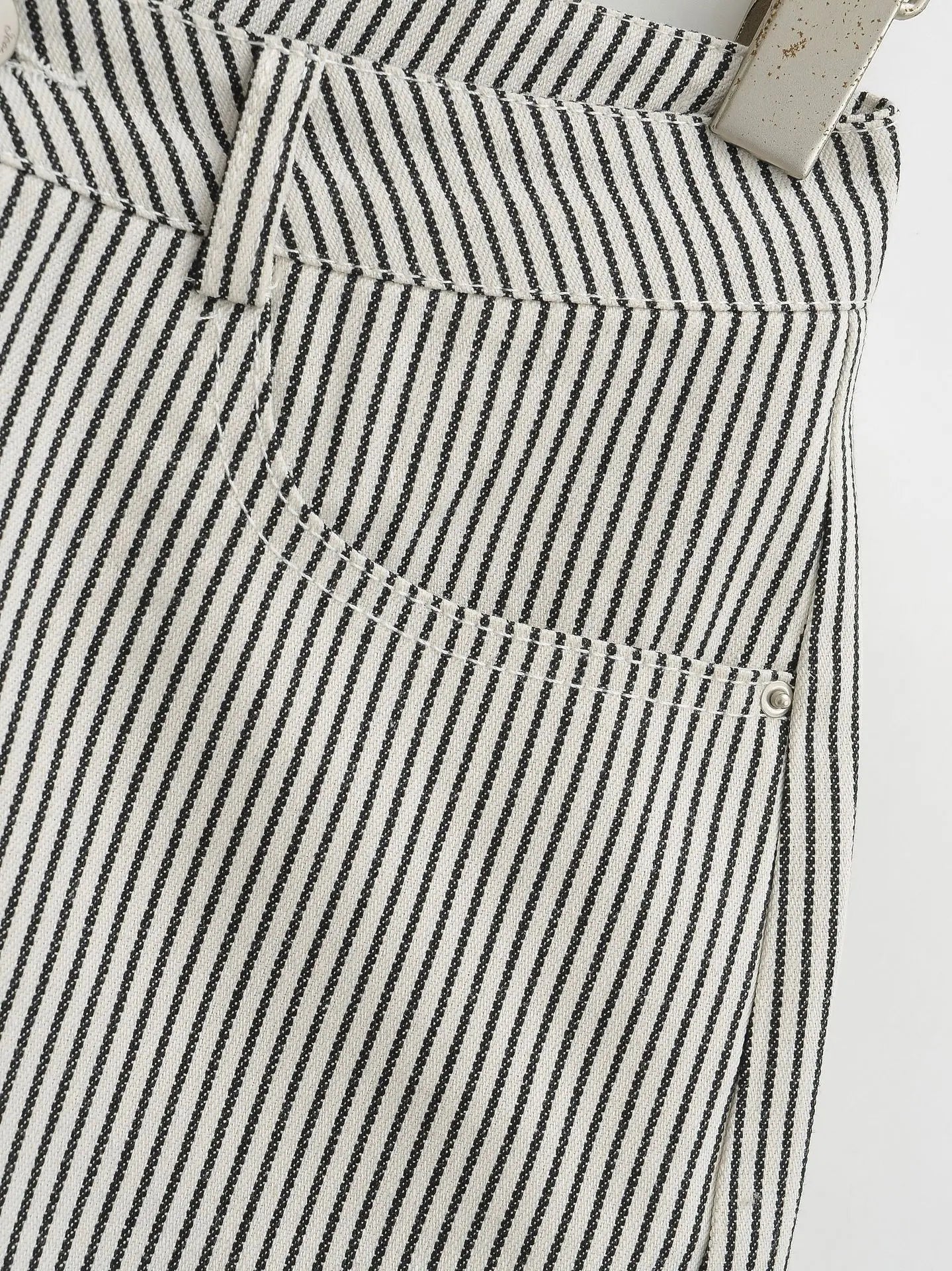 Denim-like striped shorts