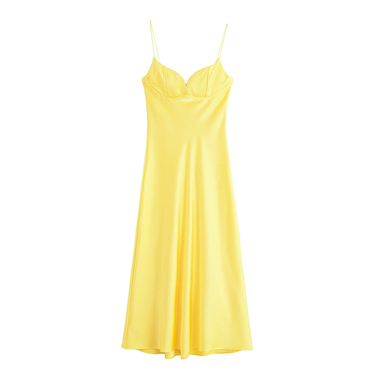 Classy neckline satin dress
