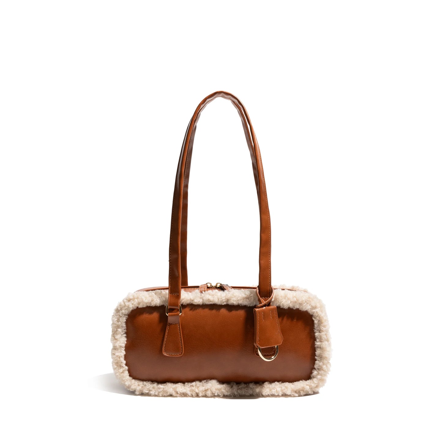 Faux leather bag with fur around