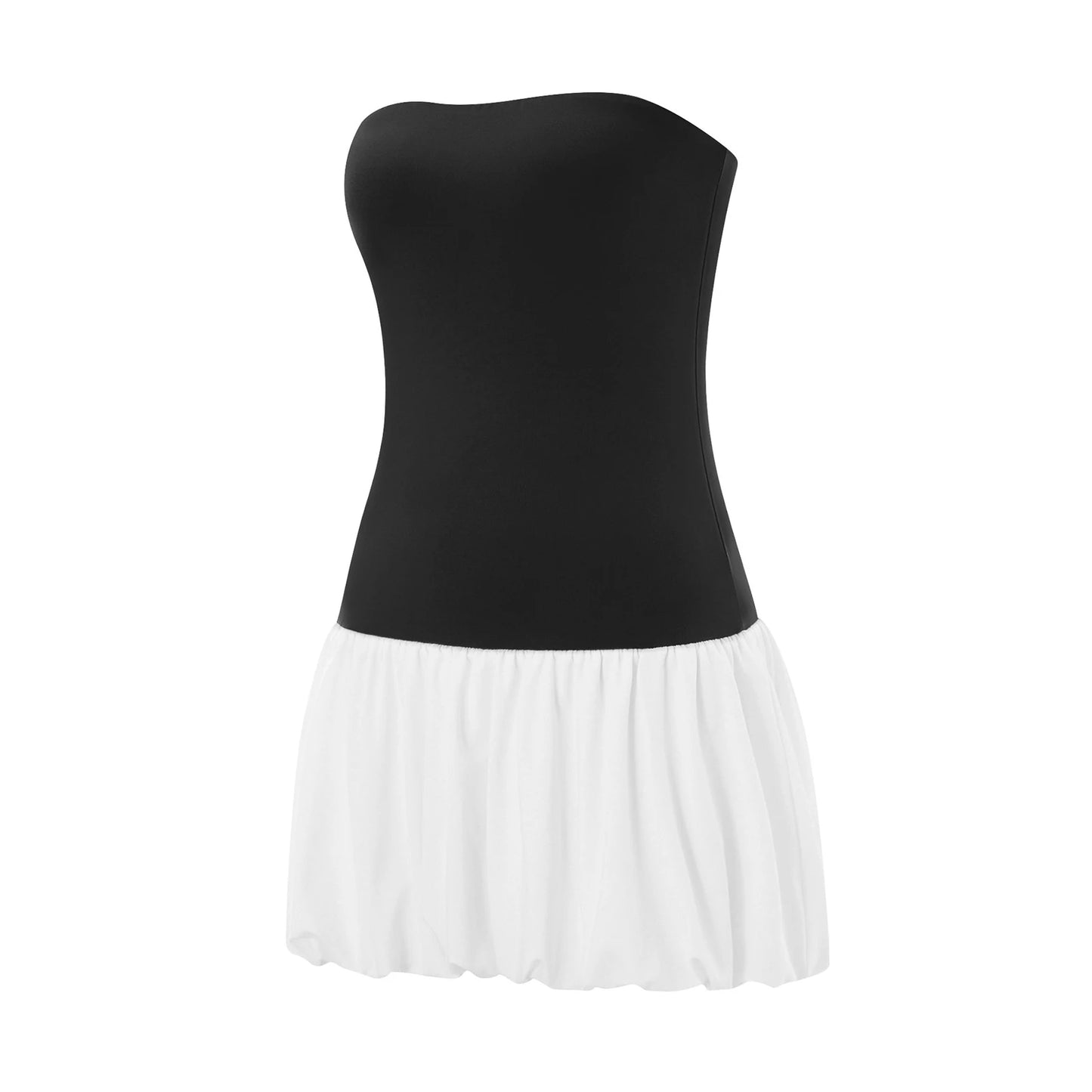 Strapless dress with puffy skirt