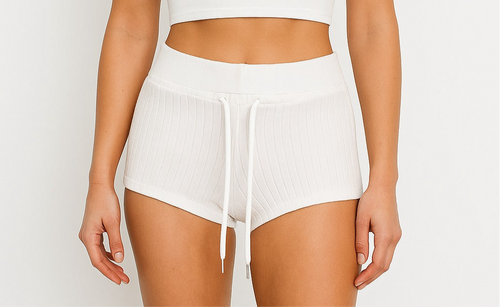 Mini shorts with striped texture