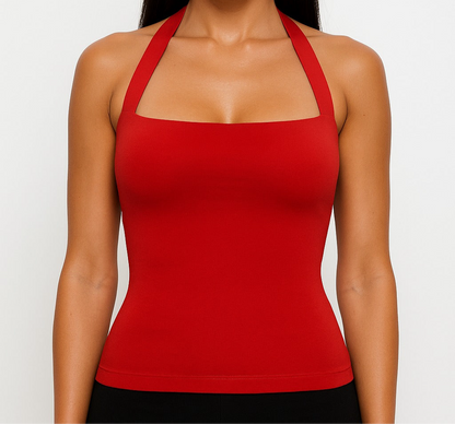 A slimming sporty collared tank top