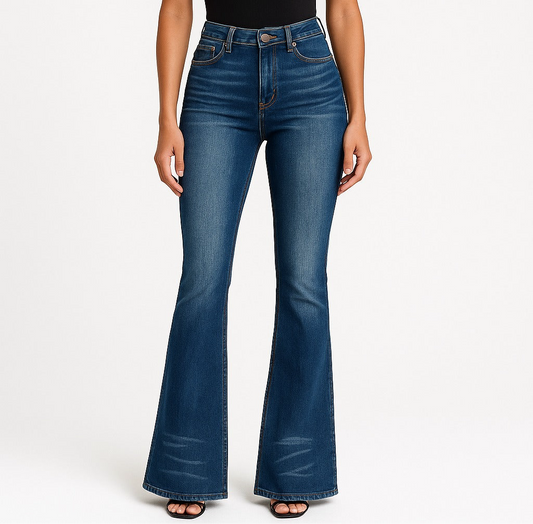Washed flared jeans