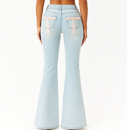 Wide jeans with ribbons at the back