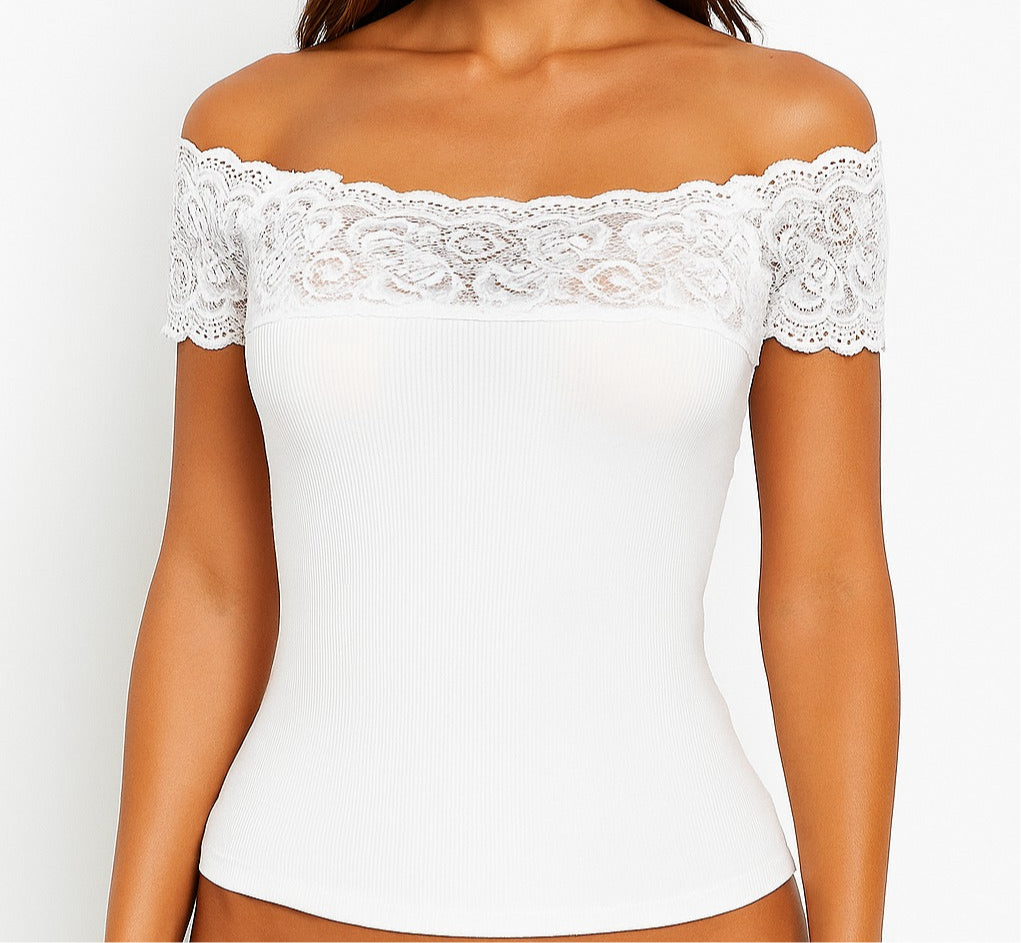 Lace strapless shirt