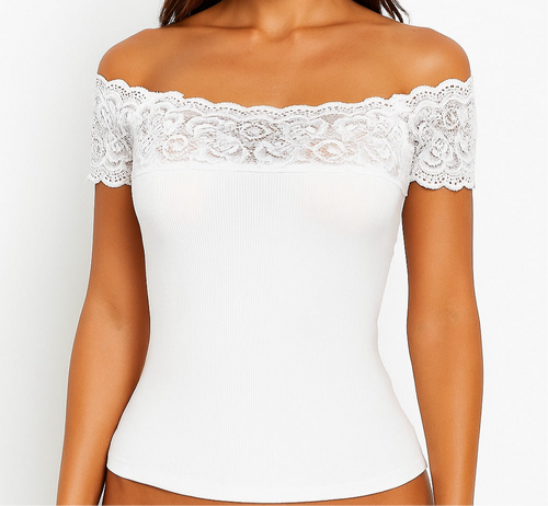 Lace strapless shirt