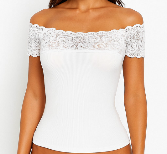 Lace strapless shirt
