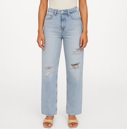 Long jeans with tears